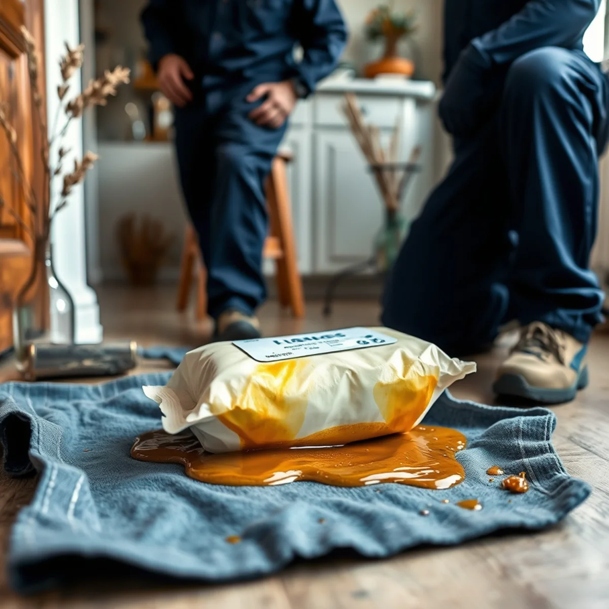 Flushable wipes and congealed grease pulled from a blocked drain line