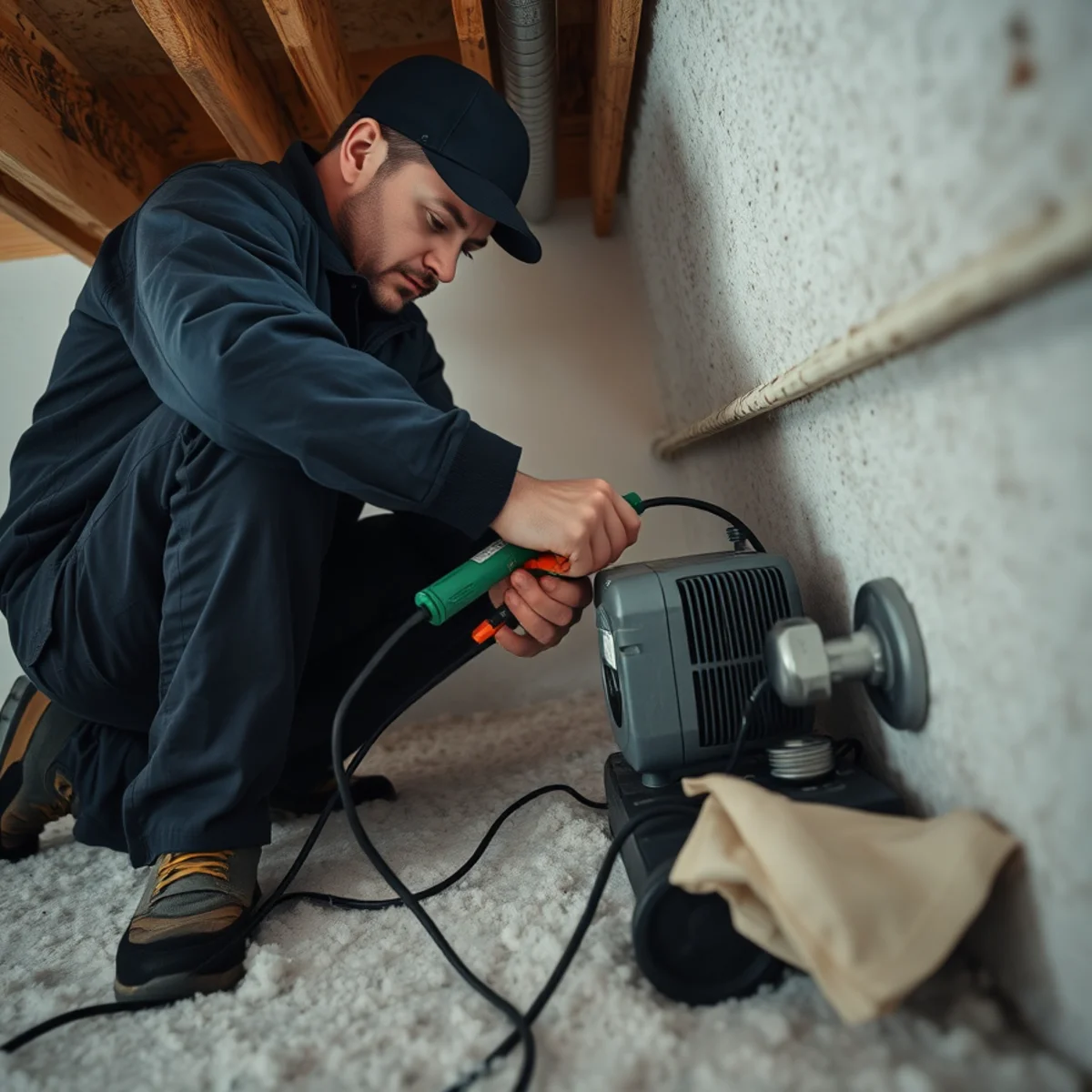 Plumber replacing a frozen split copper section in a Lake in the Hills basement
