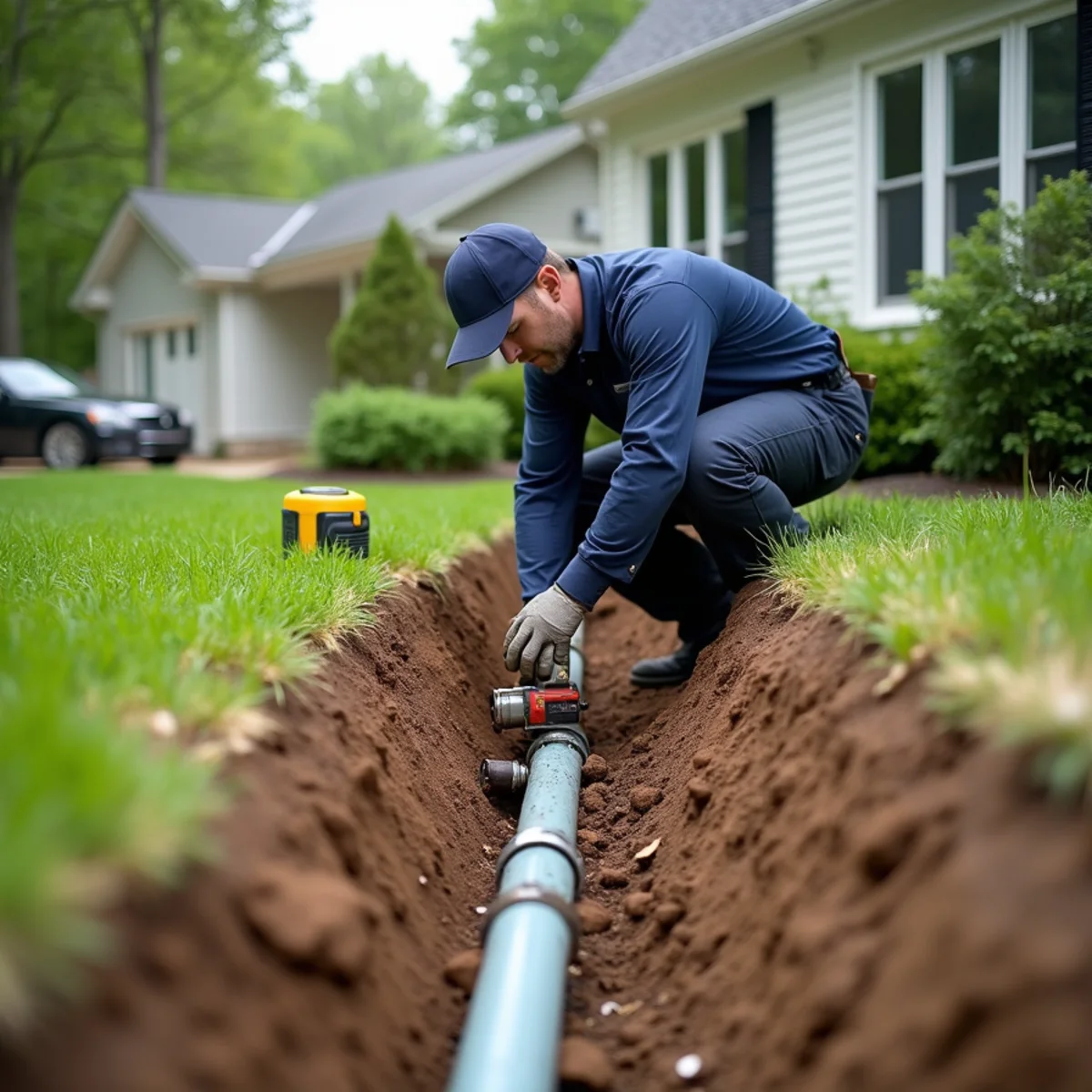 Sewer Line Repair & Replacement being carried out at a home in Algonquin, IL