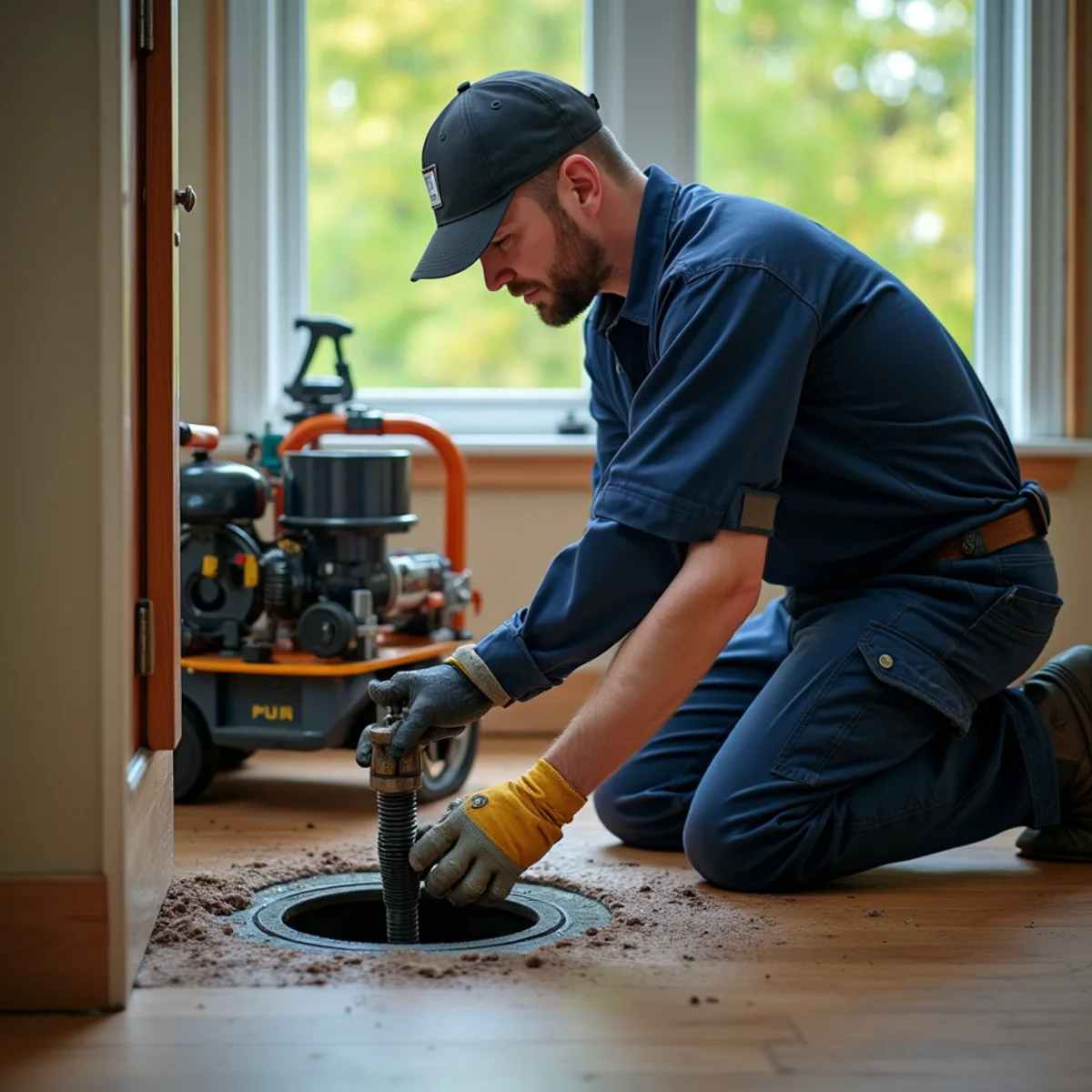Drain Cleaning & Unclogging being carried out at a home in Cary, IL
