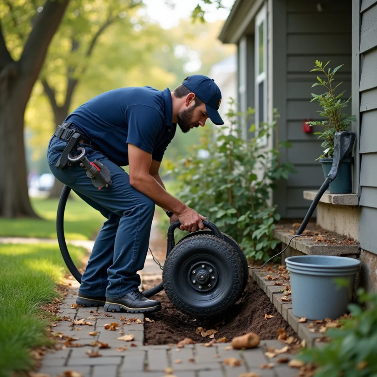 Drain Cleaning & Unclogging being carried out at a home in Crystal Lake, IL