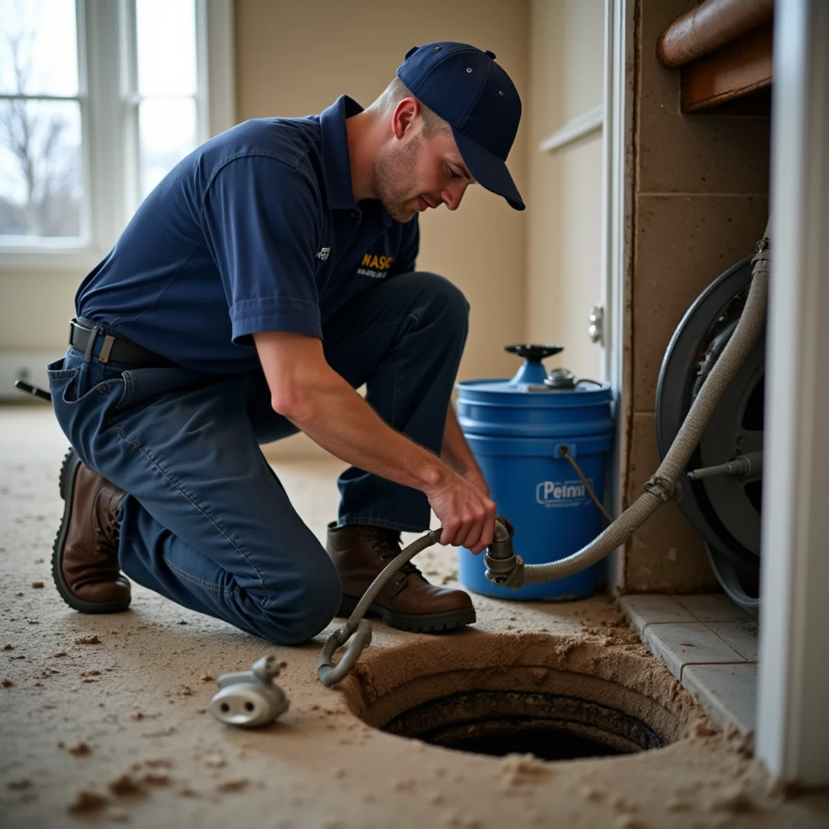 Drain Cleaning & Unclogging being carried out at a home in McHenry, IL