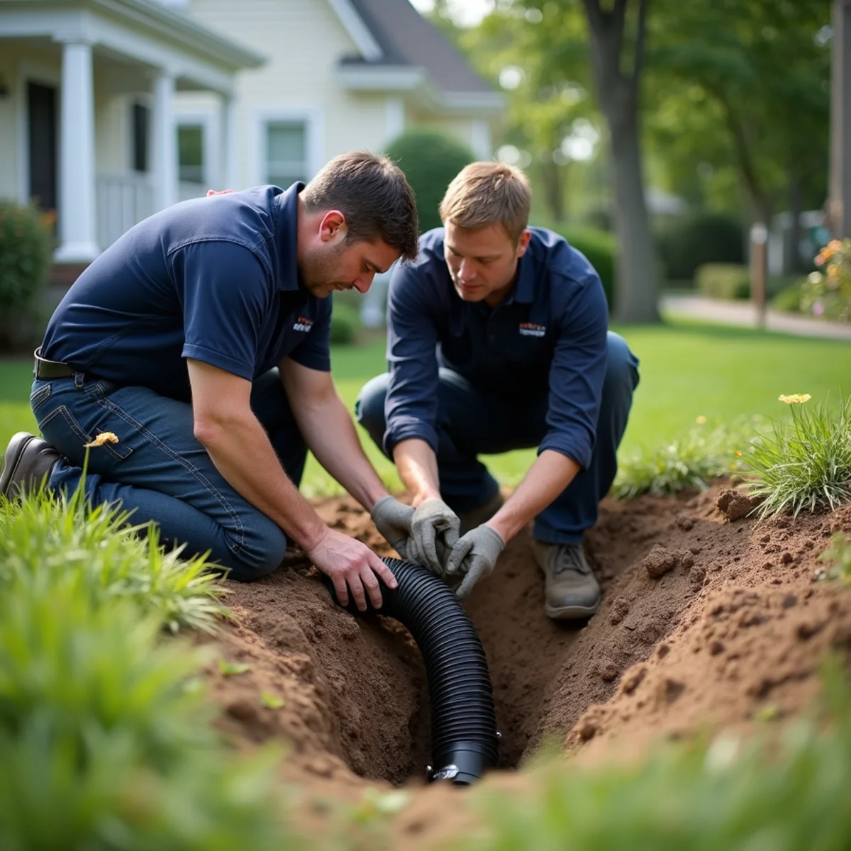 Plumber preparing a cured-in-place sewer liner at an access pit in Lake in the Hills